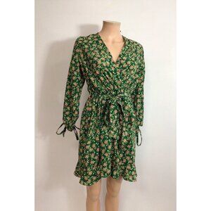 Boho Floral Green Dress Womens Large